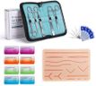 Alcedo Suture Practice Kit for Medical Students, Complete Set Include Durable Regular Suturing Pad with Pre-Cut Wounds, Tools Kit, and Suture Threads for Educational Use Only