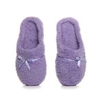 AJVANI Bow Heart gem Winter Fleece Fur Slippers Mules Size 6 39 Lilac