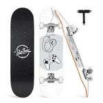 BELEEV Skateboards, 31 x 8 inch Complete Skateboard for Beginners, 7 Layer Canadian Maple Double Kick Deck Concave Cruiser Trick Skateboard for Kids Teens & Adults