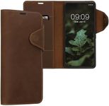 kalibri Case Compatible with Google Pixel 7 - Case Real Leather Protective Wallet Cover with Card Slot - Brown