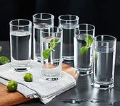 Politestar Water Juice Glass Crystal Clear Glass Elegant Drinking Cups for Water Wine Juice Beer Cocktails and Mixed Drinks for Bars Restaurants,Kitchen,Home 310-ML Set of - (4)