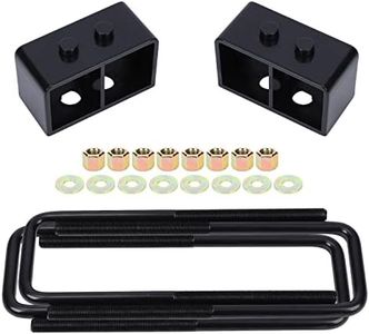 3" F150 Leveling Lift Kits - 3 inch Raise Blocks & U-bolts Set, Leaf Rear Leveling Lift End Block Kit and Extra Long Square Leaf Spring Axle U Bolts for 2004-2021 F150 2WD/4WD