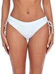 Ocean Blues Women's White Sides Drawstring Full Coverage Bikini Bottom Size Small