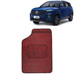 Kingsway Dotted Design Car Floor Foot Mats Universal Fit for Morris Garages (MG) Hector Plus, Model Year : 2020 Onwards, Water and Dustproof, Color Red, Set of 5 Pieces
