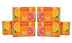 Vaadi Herbals Vitamin C Face & Body Soap | Extracts of Natural Ingredients | For Skin Brightening, Anti-Ageing Effect (75 gms X 6)