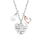 KENYG Necklace Gift for Boys Girls Heart Shape Pendant Necklaces With 26 Initial Letters,Inspirational Necklace for Daughter Niece Sistes Best Friends (S)