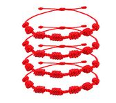 PHITECUS 4 Pieces of 7 knots Red bracelets for Protection, Evil Eye and Good Luck. String/Amulet for the Success. Talisman for Women and Men. Adjustable. Gift for Friendship and Family., Rope Chain,