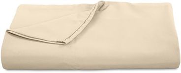 Royale Linens 300 Thread Count 100% Long Staple Combed Cotton Flat Sheet - Super Soft - Top Sheet - Queen Flat Sheet Sold Separately - Breathable, Cool & Crisp Percale Flat Sheet Only (Queen, Cream)