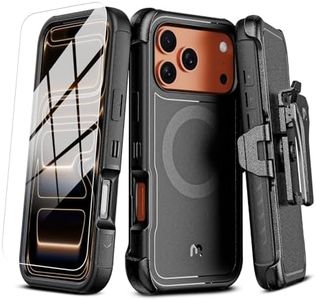 M MYBAT PRO For iPhone 17 Pro Max Case with Belt Clip Holster, Maverick Series 17 Pro Max Case[Compatible with Magsafe]w/Screen Protector,Anti-Drop,with 360°Rotating Kickstand,Heavy Duty Protection