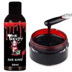 The Trendy (Combo Pack) Fake Blood & Gel | Fake Blood 50ml & Fake Blood Gel 50Gm | for Perfect Theater, Costume Or Halloween, Zombie, Vampire, Scary Prank, Cosplay & Monster Dress Up | Dark Red |