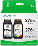 COLORETTO 275XL 276XL Ink Cartridges for Canon PIXMA TS3722 TS3720 TS3522 TS3520 TS3500 TR4720 TR4722 TR4725 TR4700 Printers as Replacement of PG-275XL CL-276XL 275276 (Black/Color) Combo