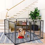 MEDEHOO 8 Panels Dog Playpen Dog Exercise Pen Heavy Duty Dog Fence Portable Puppy Cats Rabbits Playpen Indoor Outdoor (8 Panels, 31 Inch) Slivery Black