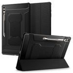 Spigen Rugged Armor Pro Full Cover Folio Case Compatible with Galaxy Tab S10 / S9 Ultra/Tab S8 Ultra 14.6inch [S Pen Storage] [Trifold Stand] - Black