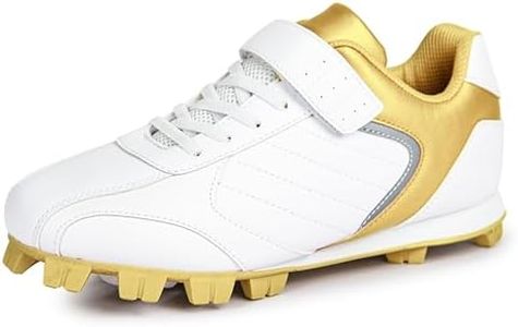 Sooneeya Boys Baseball Cleats Outdoor Firm Ground Softball Shoes for Toddler Kids Gold Size 11 M US Little Kid