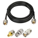 SUPERBAT PL259 Cable UHF RF Coaxial Coax Cable 10ft + 5pcs Adapter Kit, UHF Cable + SMA/BNC/PL259/SO239 Adapter Kit for CB,Amateur,SWR Meter,and Two-Way Radio Applications