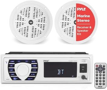 Pyle PLMRKT36WT 5.25" Bluetooth Marine Receiver Stereo Waterproof Speakers (White)