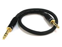 Monoprice Premier Series 1/4 Inch (TRS) Male to Male Cable Cord - 1.5 Feet- Black 16AWG (Gold Plated)