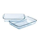 Pyrex - Set of 2 rectangular lasagne and gratin dishes - 2.8L and 3.8L - Borosilicate glass - Extreme Resistance - Dishwasher safe - Made in France