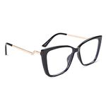 Voyage Black Cateye Full Rim Eyeglasses for Women (TR5046MG4011 | Black Frame | Clear Lens)