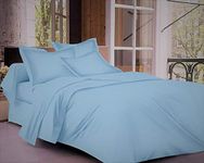 Trance Home Linen Zippered 100% Cotton 400 TC Plain Single Size Duvet Cover Quilt Cover Blanket Cover Razai Comforter Cover with 1 Pillow Cover (60 x 92 inch - Sky Blue)