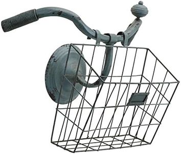 Design Toscano FU82174 Weather Worn Vintage Bicycle Basket Wall Planter Magazine Rack Sculpture, Blue