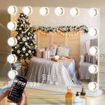 Abesthink Bluetooth Hollywood Vanity Mirror with Lights, 50X40cm, USB Charging, 3 Lighting Modes Makeup Mirror with 10X Magnifier Mirror Touch Screen