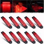 PSEQT LED Boat Interior Lights Marine Courtesy Light Strip Deck Transom Cockpit Navigation Lighting Waterproof for Fishing Pontoon Kayak Yacht Sailboat (Red 10Pcs)