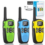 Walkie Talkies for Adults Long Range 3 Pack, NXGKET Rechargeable Kids Walky Talky with Built-In Li-Ion Battery, 16 Channels Radio with Type-C Charging Cable,VOX Function,LED Flashlight, for Camping