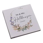 Personalised Wedding Day Large Photo Album Linen Cover Floral Theme