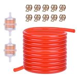 3/16" (5mm) ID Fuel Line red +2Pcs 1/4" Fuel Filter + 10Pcs Clamp Replacement for honda Gy6 49cc 50cc Lawn Mower String Trimmer Blowers Small Engines - 10 Feet / 3 Meter Long