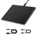 Seenda Trackpad Mouse for Mac OS and Windows 10/11, External 6.3 Inch Aluminium USB A & Type C Wired Touchpad with Smooth Tempered Glass for MacBook/iMac/Laptop/PC/Computer/Desktop, Black