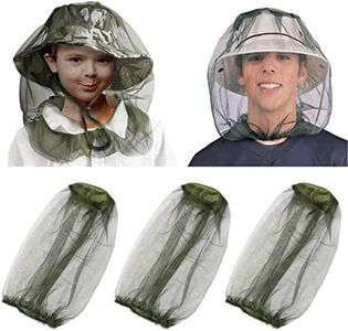 3 Pack Mosquito Prevention Head & Face Covering Mesh, Lightweight Cover Nets for Kids Adults, Outdoor Activities Elastic Band Opening Netting Protect from Insects (Hat Not Included) (Olive Green)