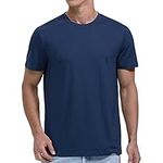 Woolinkin Merino Wool Coolmax Blend T Shirt - Men’s Durable Short Sleeve Wool Base Layer - 150 Lightweight(Deep Navy,Large)