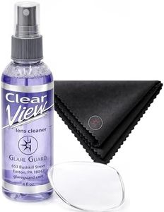 Glare Guard Clear View Lens Cleaner, Anti-Streak Glasses Cleaner, Anti-Glare Pro-Grade Reading Glass Eyeglass Spray, Alcohol-Free Sunglass Solution, Static Screen Clean, Fog Camera No Scratch 4oz
