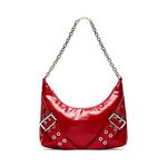 Steve Madden Women's GRAYA Roller Buckle Shoulder Bag, Red, One Size