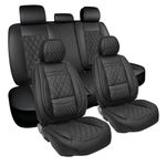 Elantrip Luxury Diamond Design Leather Car Seat Covers, Full Row, Waterproof and Non-Slip, Black, Front and Rear, for SUVs, Trucks, Cars