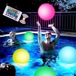 3 otters 4PCS Light Up Beach Balls, 12"" Glow Pool Balls with Remote Control LED Beach Ball Inflatable Beach Toy for Kids Summer Parties Pool Decorations, HSHD0720