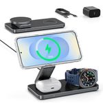 3-in-1 Wireless Charging Station for Samsung,Magnetic Wireless Charger Stand Compatible with MagSafe for Galaxy S26/S25/S24/S23/Z Fold/Flip Series, Galaxy Watch Ultra/8/7/6/5, Galaxy Buds Pro/4/3/2
