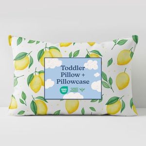 Toddler Pillow with Lemon Pillowcase - 13x18 Small Kids Pillow for Sleeping, Travel, Car, Nursery & Toddler Bed - Fluffy, Soft & Breathable - Ideal for Crib & Cot - Machine Washable - Ages 2 and Up