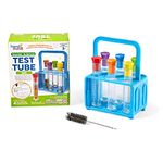 hand2mind Starter Science Test Tube Set, Flat Bottom Tubes, Lab for Kids, Rack, Supplies,Test Tubes with Lids, Experiments, Kits Kids (Six Tubes), Multicolor