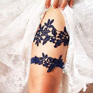 JWICOS Bridal Garters Wedding Lace Floral Garter Flower Garter Stretch Bride Accessory for Women and Girls (Black)