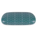 LAGO TERRA Geometric Leaf Print Hard Shell Glasses Case - Dark Teal (Medium)