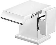 Funime Basin Taps Waterfall Square Mixers Bathroom Sink Mixer Taps Chrome Brass with UK Standard Fittings