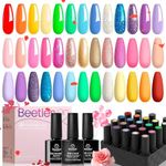 beetles Gel Polish Nail Set 23 Pcs 20 Colors Rainbow Collection Green Pink Blue Glitter Nude Manicure Kit for Girls with 3Pcs Base & Top Coat Uv Lamp Needed Gift Set