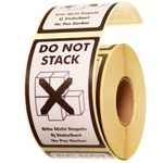 Labels-Direct"Do Not Stack" Black & White Packaging Label 120mm x 70mm 1 Roll - 500 Labels Easy Peel Sticky Parcel Postage Shipping Warning Labelling