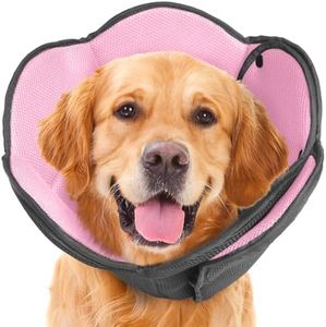 IECOii Dog Cone for Dogs After Surgery,Adjustable Protective Recovery Collars for Large Medium Small Pet,Comfy Soft Cones Prevent Pets from Touching Stitches Rashes,Wounds,Black,M
