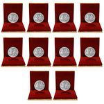 QPID German Silver Coins 10 Grams Silver Plated for Diwali Gift Items for men, women, staff, customer, clients, corporate with Velvet Gift Box (Pack of 10) Dhanteras