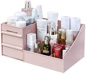 Simbuy Makeup Organizer for Vanity— Bathroom Countertop Cosmetics Organizer with Drawers for Lipstick, Brushes, Lotions, Eyeshadow, Nail Polish and Jewelry (Pink)