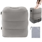 Ainiv Airplane Footrest, Adjustable Height Inflatable Foot Rest for Kids, Travel Leg Rest Pillow with Storage Bag & Dust Cover, Footrest Travel Essentials for Kids & Adults on Airplane, Office & Home