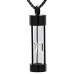 Memories of the hourglass Stainless Steel Cremation Necklace Hold Ashes For Women Men Keepsake Urn Jewelry Pendant(Black)